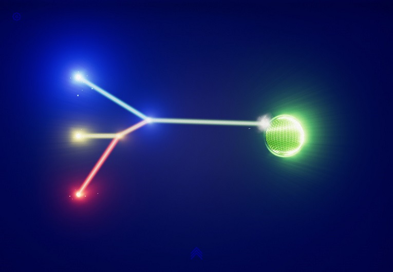 Brilliance gameplay screenshot - Intersect laser lights to merge them, create new colors to reach the target