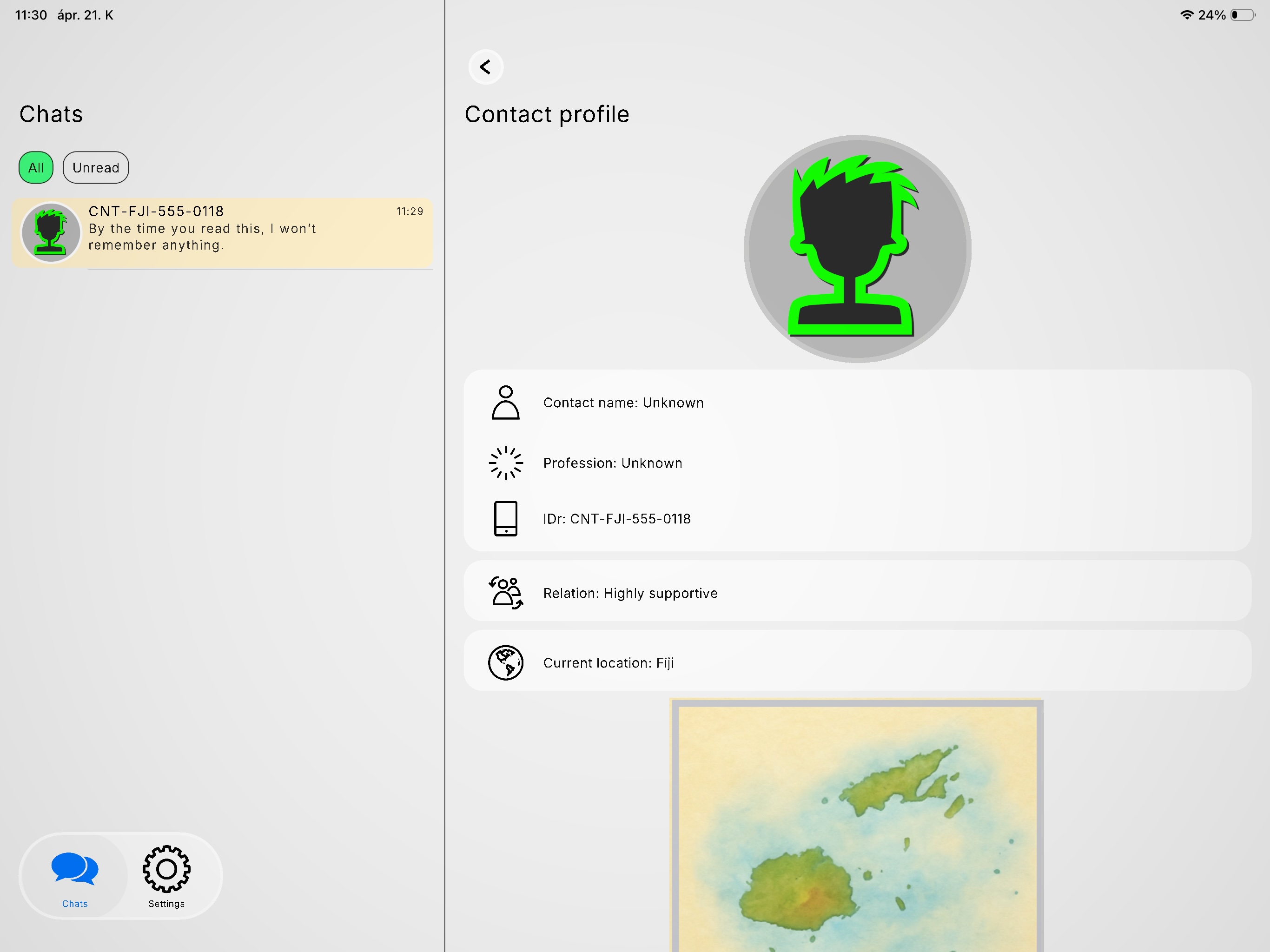 TheChat gameplay screenshot - Profile